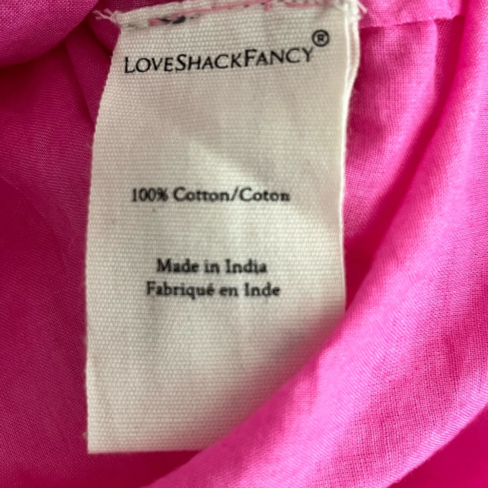 LoveShackFancy Natasha ruffled tiered mini dress dark pink lined elastic waist L - Picture 6 of 8